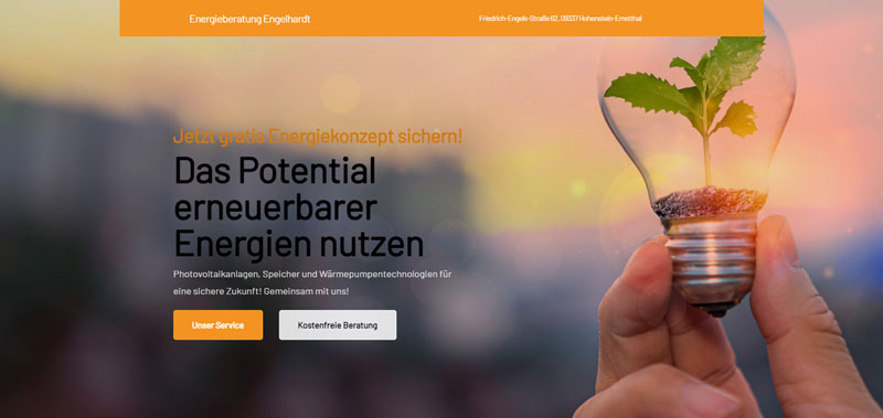 Erstellung einer Webseite für die Energieberatung Engelhardt in Hohenstein-Ernstthal