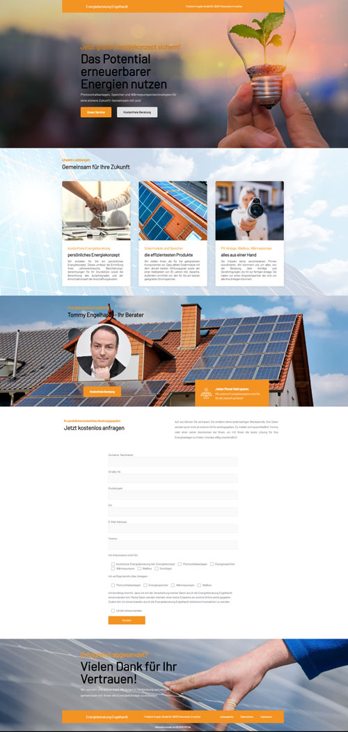 Erstellung einer Webseite für die Energieberatung Engelhardt in Hohenstein-Ernstthal