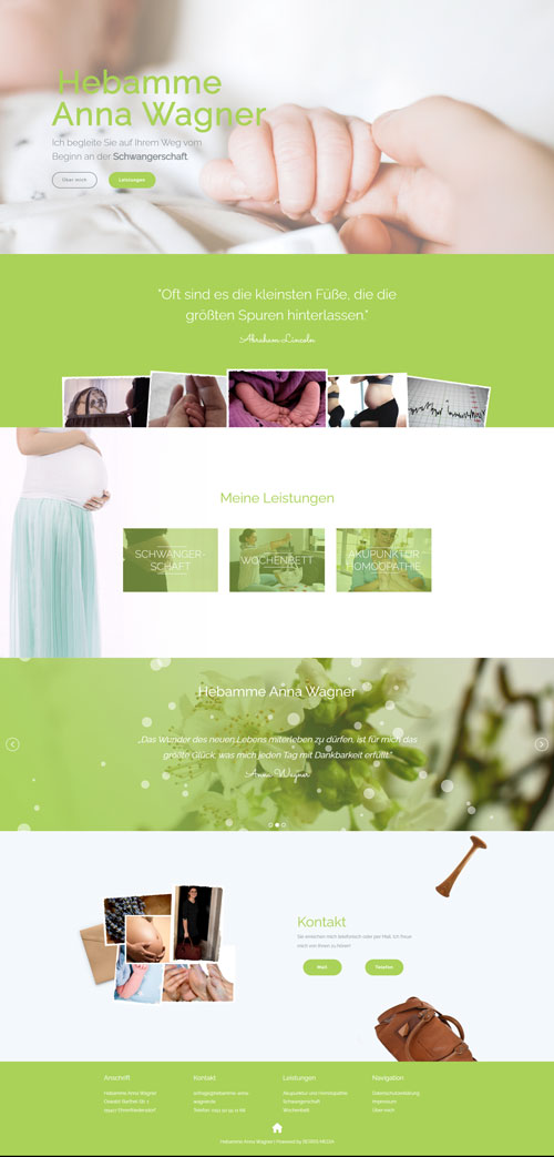 Erstellung einer Homepage Webseite Internetseite für die Hebamme Anna Wagner in Ehrenfriedersdorf im Erzgebirge in Sachsen