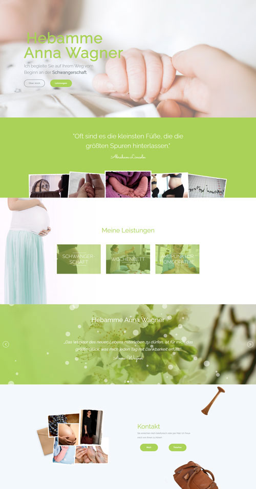 Erstellung einer Homepage Webseite Internetseite für die Hebamme Anna Wagner in Ehrenfriedersdorf im Erzgebirge in Sachsen