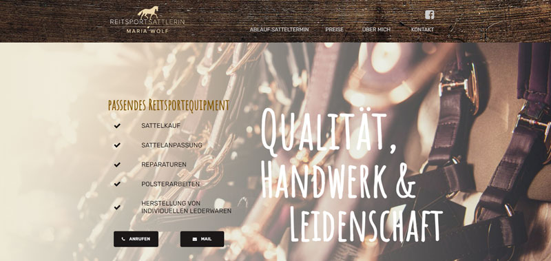 Erstellung einer Homepage für die Reitsportsattlerin Wolf in Pankow in Brandenburg 
