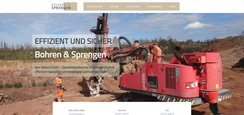 Neue Webseite für Bohren &amp; Sprengen Jens Weiss GmbH in Annaberg-Buchholz