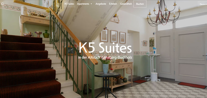neue Webseite für die Pension K5 Suites in Annaberg-Buchholz - neue Homepage vom Webdesigner