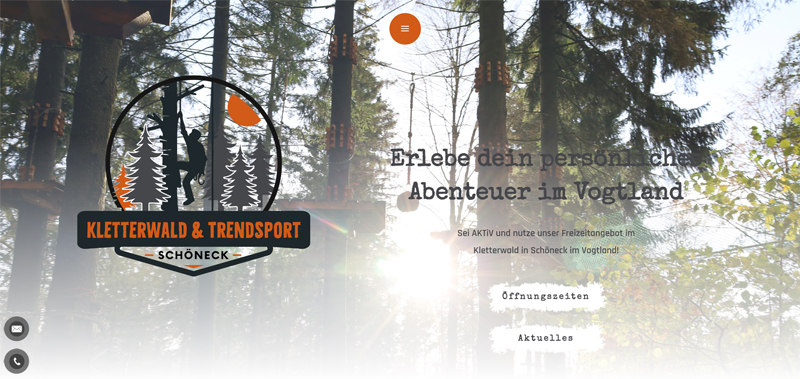 Erstellung einer Internetseite für den Kletterwald in Schöneck im Vogtland Webdesign