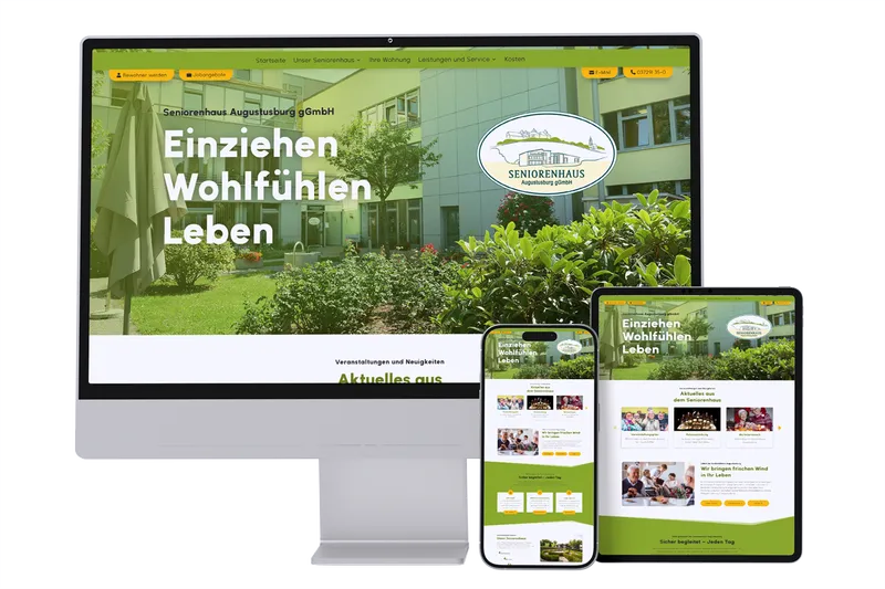 Die neu erstellte barrierefreie Webseite vom Seniorenhaus Augustusburg