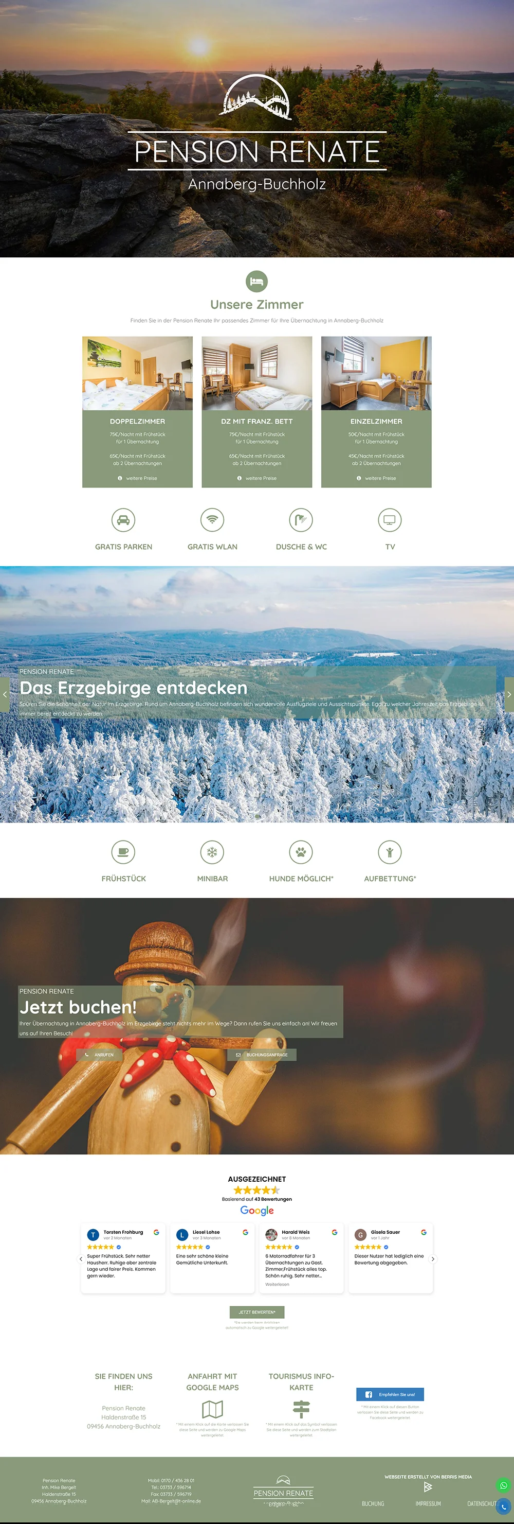 neue Internetseite für die Pension Renate im Erzgebirge in Annaberg-Buchholz
