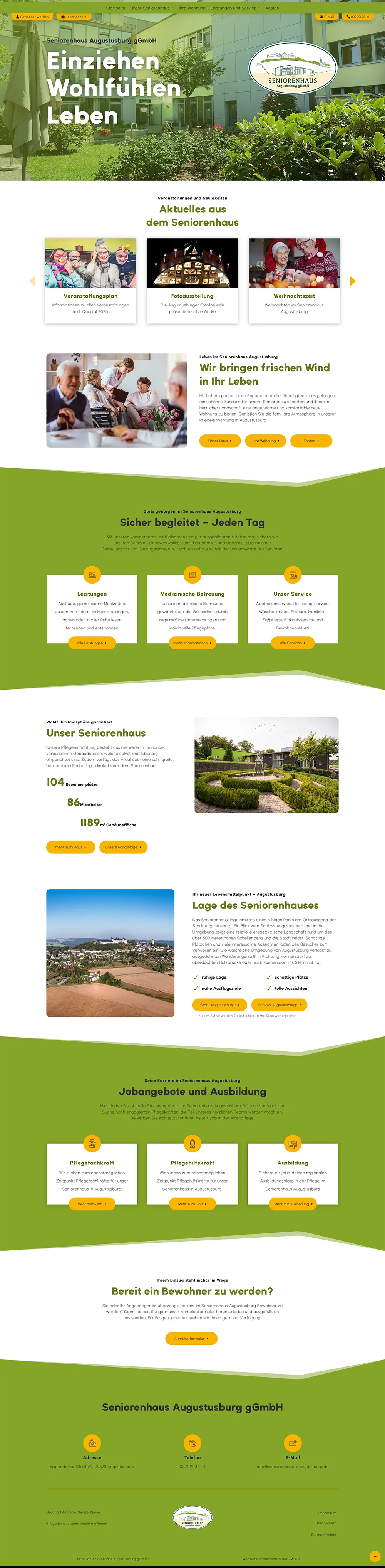Neue barrierefreie Webseite für das Seniorenhaus Augustusburg mit digitaler Mitarbeitersuche