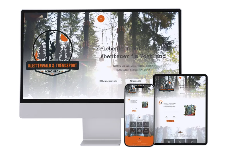 neue Webseiteseite für den Aktiv Kletterwald in Schöneck im Vogtland