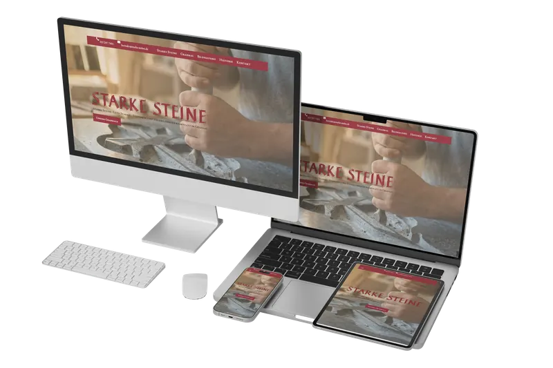 Webdesign für Starke Steine – Steinmetz in Gelenau im Erzgebirge, Webseite auf verschiedenen Geräten