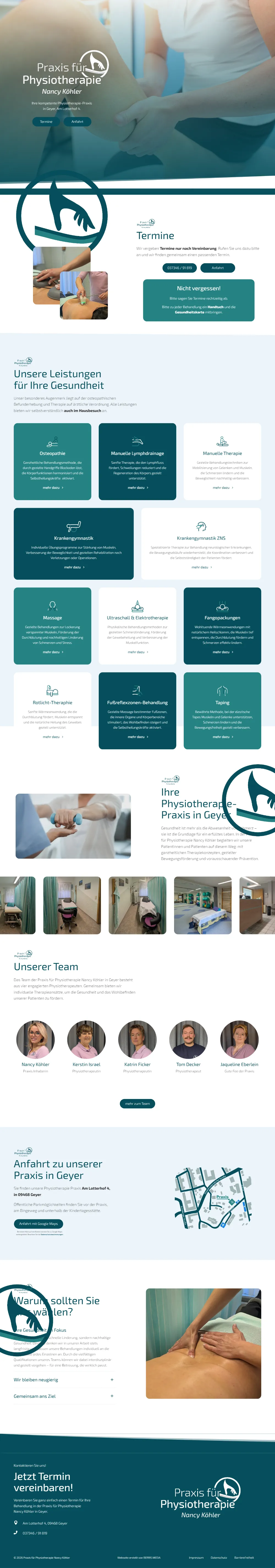 Neue Webseite für die Praxis für Physiotherapie Nancy Köhler in Geyer im Erzgebirge